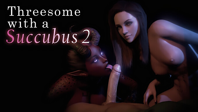 Animație 3d A Unui Succubus Care Are Un Trio Cu Un Cuplu, Inclusiv Oral Și Penetrare