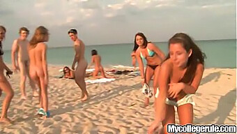 College Students Shave Their Pussies For A Beach Blowjob Orgy