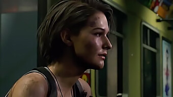 Η Jill Valentine Απολαμβάνει Ένα Τρισδιάστατο Κινούμενο Σχέδιο Με Ένα Μεγάλο Πέος Και Τον Ελκυστικό Καφέ Κώλο Της.